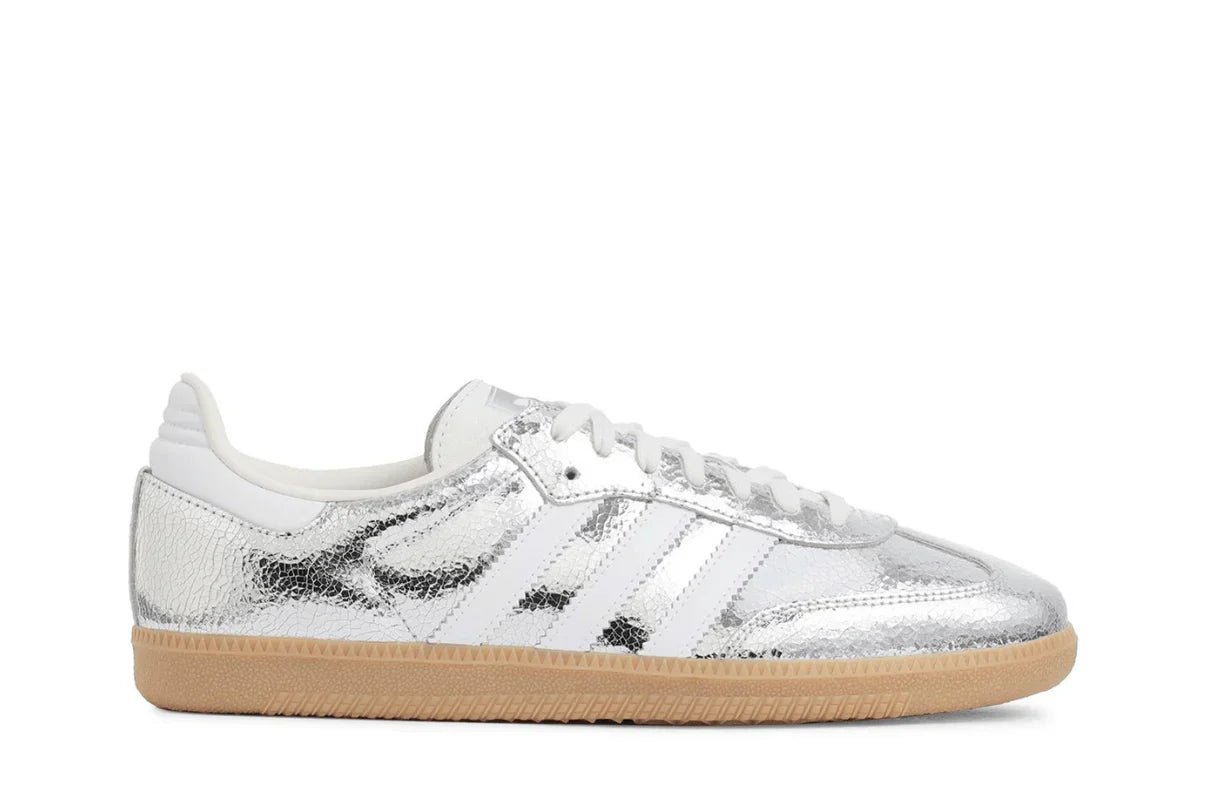 Adidas Samba OG Silver Metallic Cracked Leather Silver