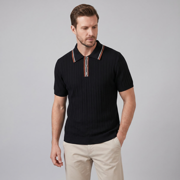 Men's Knit Polo Shirt with Contrast Collar