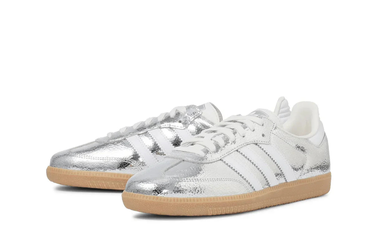 Adidas Samba OG Silver Metallic Cracked Leather Silver